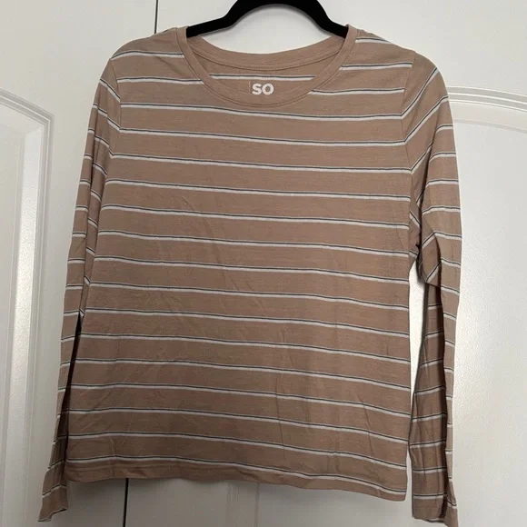 SO Beige and White Striped Top - Picture 1 of 1
